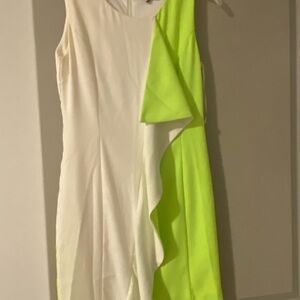Two-Tone White and Neon Green Dress